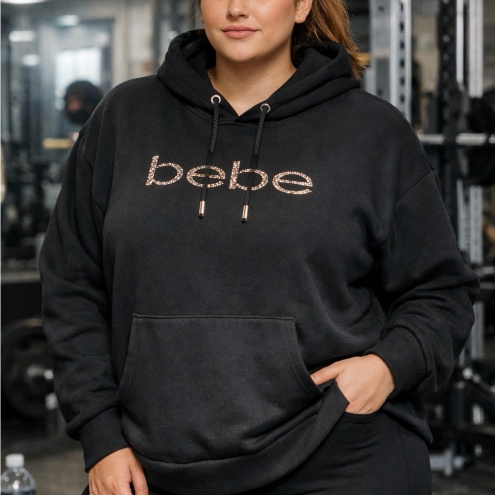 Bebe Women's Charcoal Hoodie with Logo